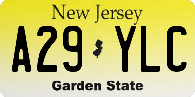 NJ license plate A29YLC