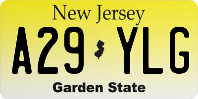 NJ license plate A29YLG