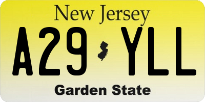 NJ license plate A29YLL