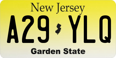 NJ license plate A29YLQ