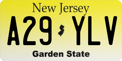 NJ license plate A29YLV