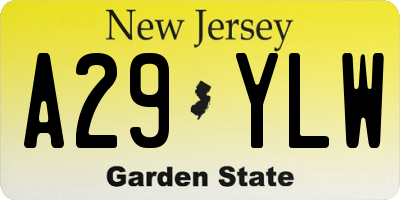 NJ license plate A29YLW