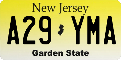 NJ license plate A29YMA