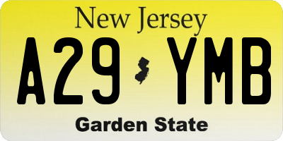 NJ license plate A29YMB