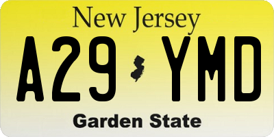 NJ license plate A29YMD