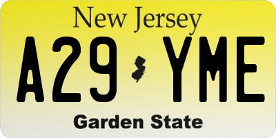 NJ license plate A29YME