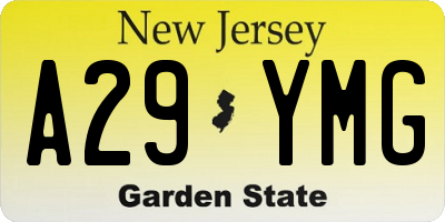 NJ license plate A29YMG