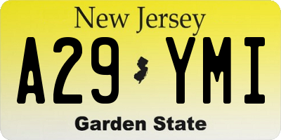 NJ license plate A29YMI