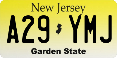 NJ license plate A29YMJ