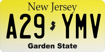 NJ license plate A29YMV