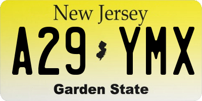 NJ license plate A29YMX