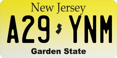 NJ license plate A29YNM