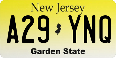 NJ license plate A29YNQ