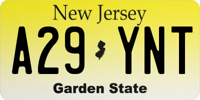 NJ license plate A29YNT