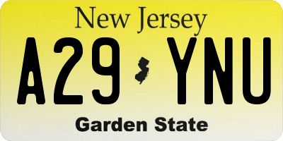 NJ license plate A29YNU