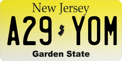 NJ license plate A29YOM