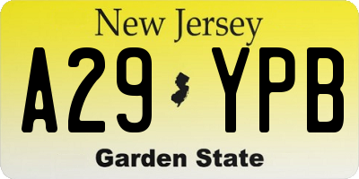 NJ license plate A29YPB