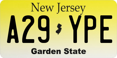 NJ license plate A29YPE