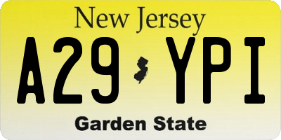 NJ license plate A29YPI
