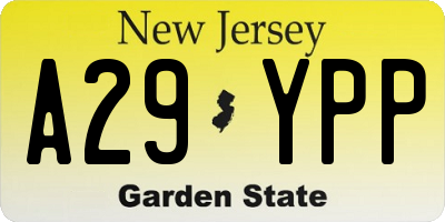 NJ license plate A29YPP