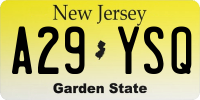 NJ license plate A29YSQ