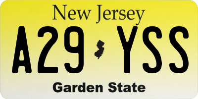 NJ license plate A29YSS