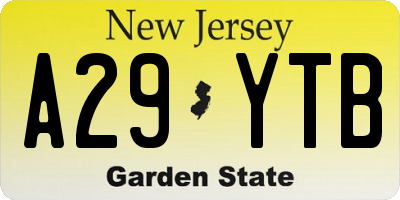 NJ license plate A29YTB