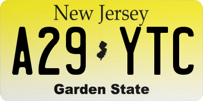NJ license plate A29YTC