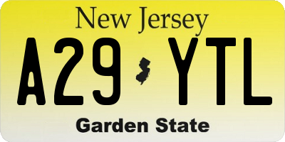 NJ license plate A29YTL