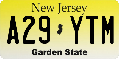 NJ license plate A29YTM