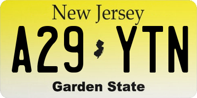NJ license plate A29YTN