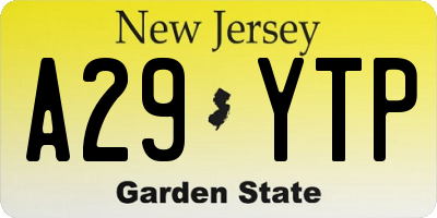 NJ license plate A29YTP