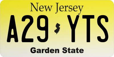 NJ license plate A29YTS