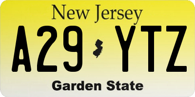 NJ license plate A29YTZ