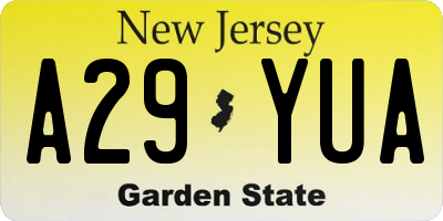 NJ license plate A29YUA