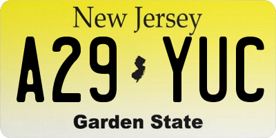 NJ license plate A29YUC