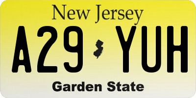 NJ license plate A29YUH
