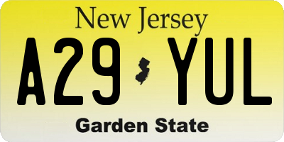 NJ license plate A29YUL