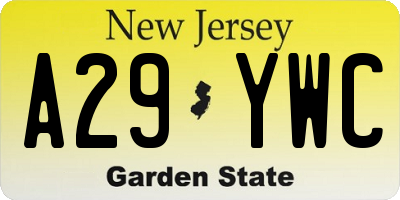 NJ license plate A29YWC