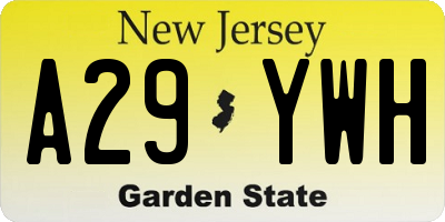 NJ license plate A29YWH