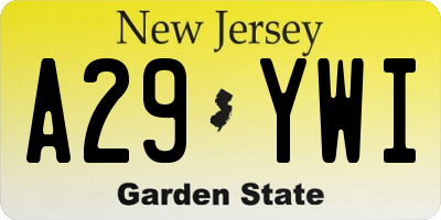 NJ license plate A29YWI