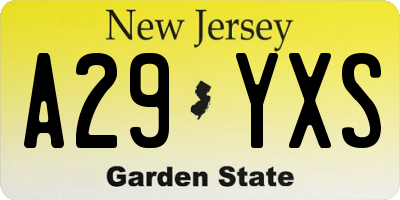 NJ license plate A29YXS