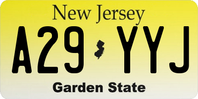 NJ license plate A29YYJ