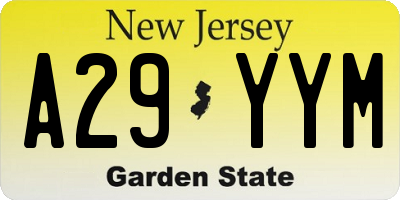 NJ license plate A29YYM
