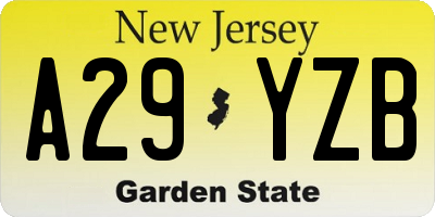 NJ license plate A29YZB