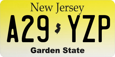 NJ license plate A29YZP
