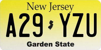 NJ license plate A29YZU