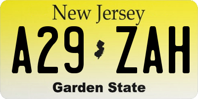 NJ license plate A29ZAH