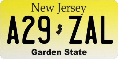 NJ license plate A29ZAL