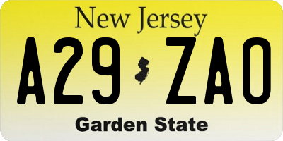 NJ license plate A29ZAO